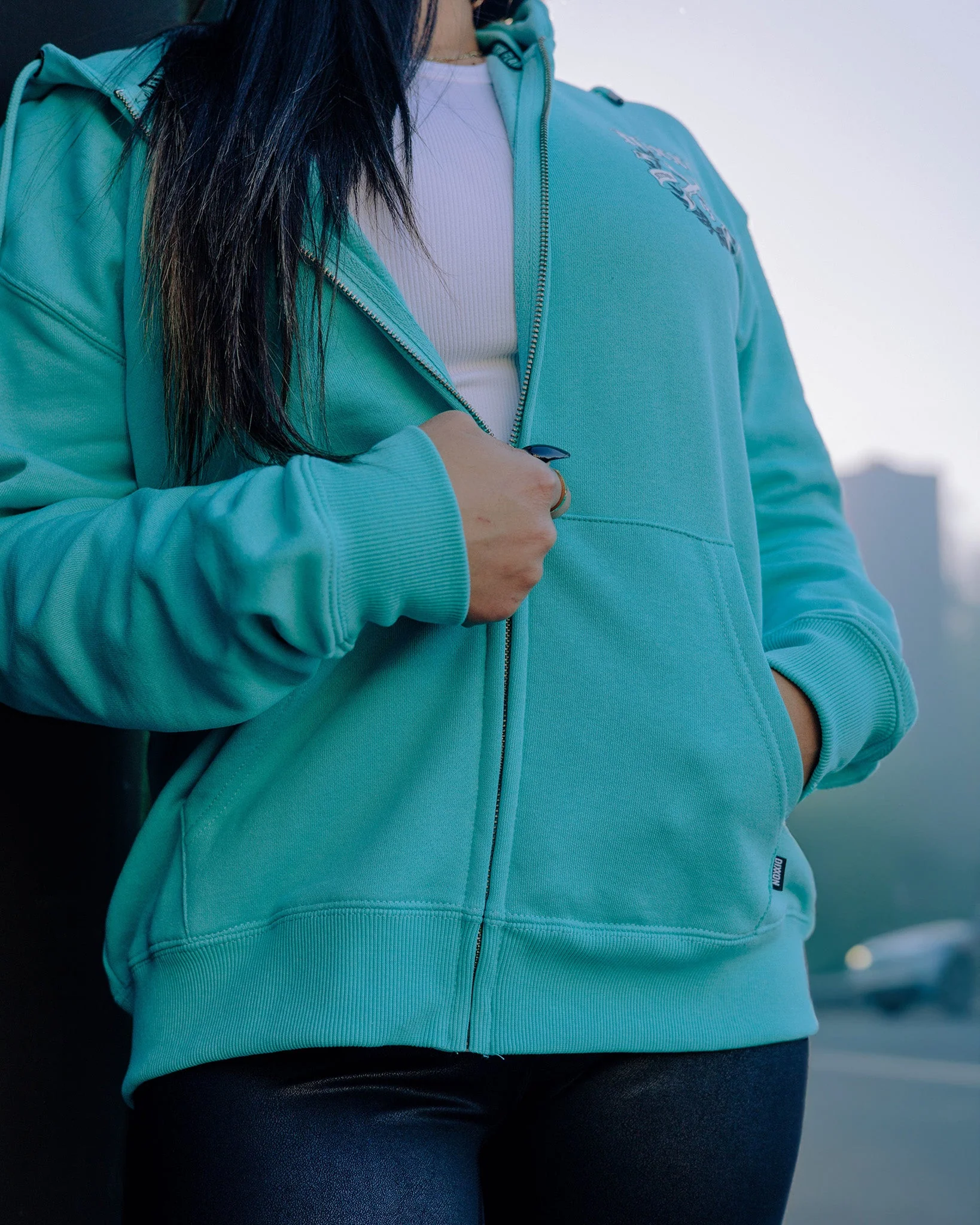 Women's White & Black Award Crest Zip Up - Tiffany - Image 4