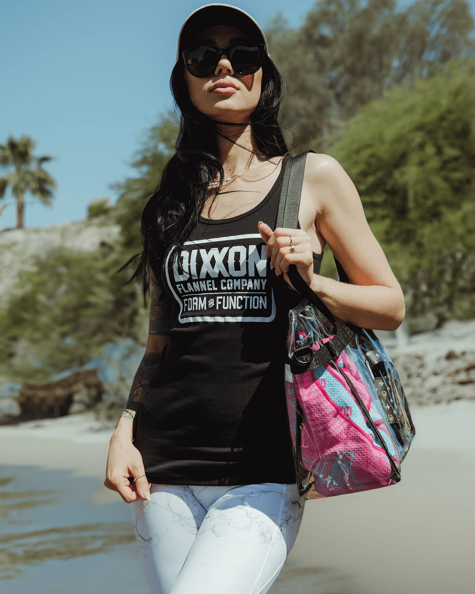 Women's White Classic Logo Fitted Tank - Black - Image 2