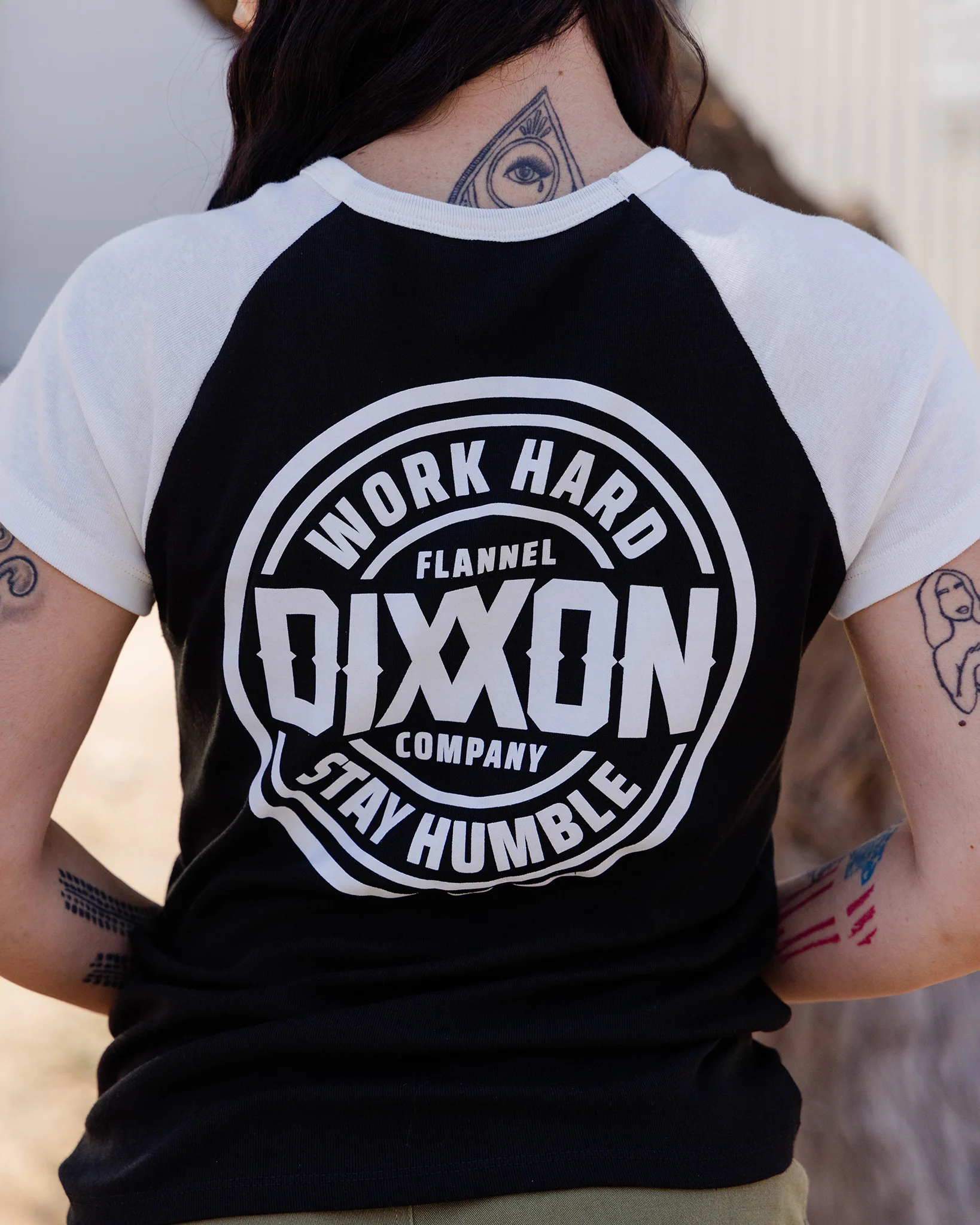Women's White Nuevo Corpo Raglan Short Sleeve - White & Black - Image 2