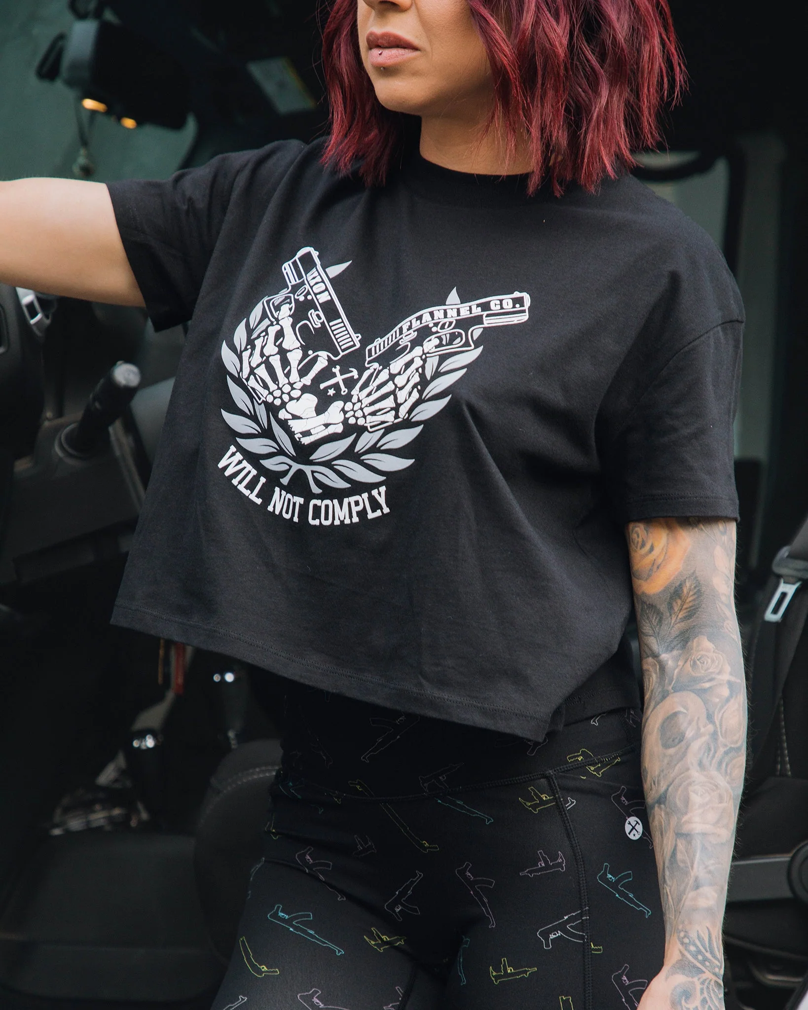 Women's Will Not Comply Crop Top - Black - Image 2
