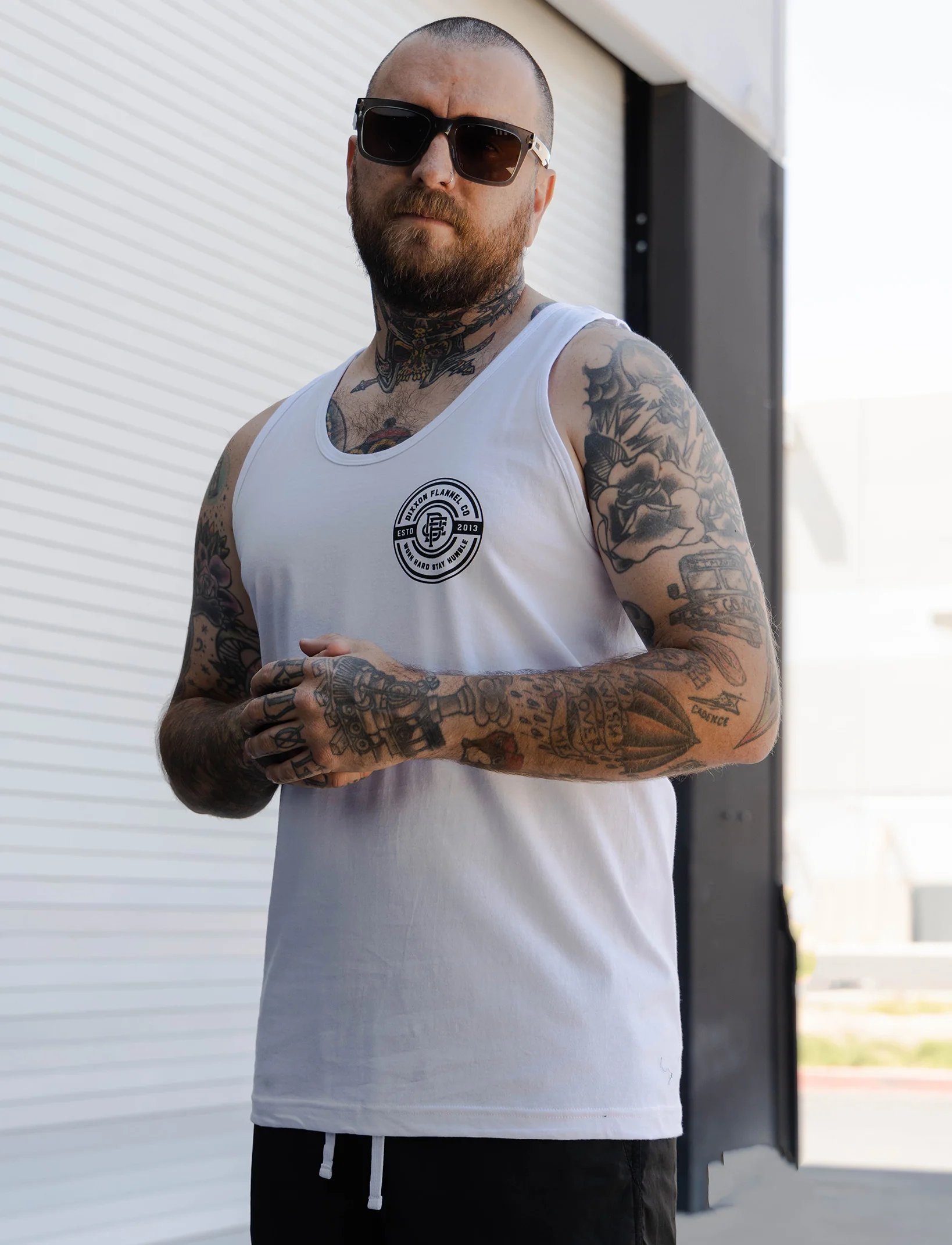 Black Work Hard Badge Tank - White - Image 2