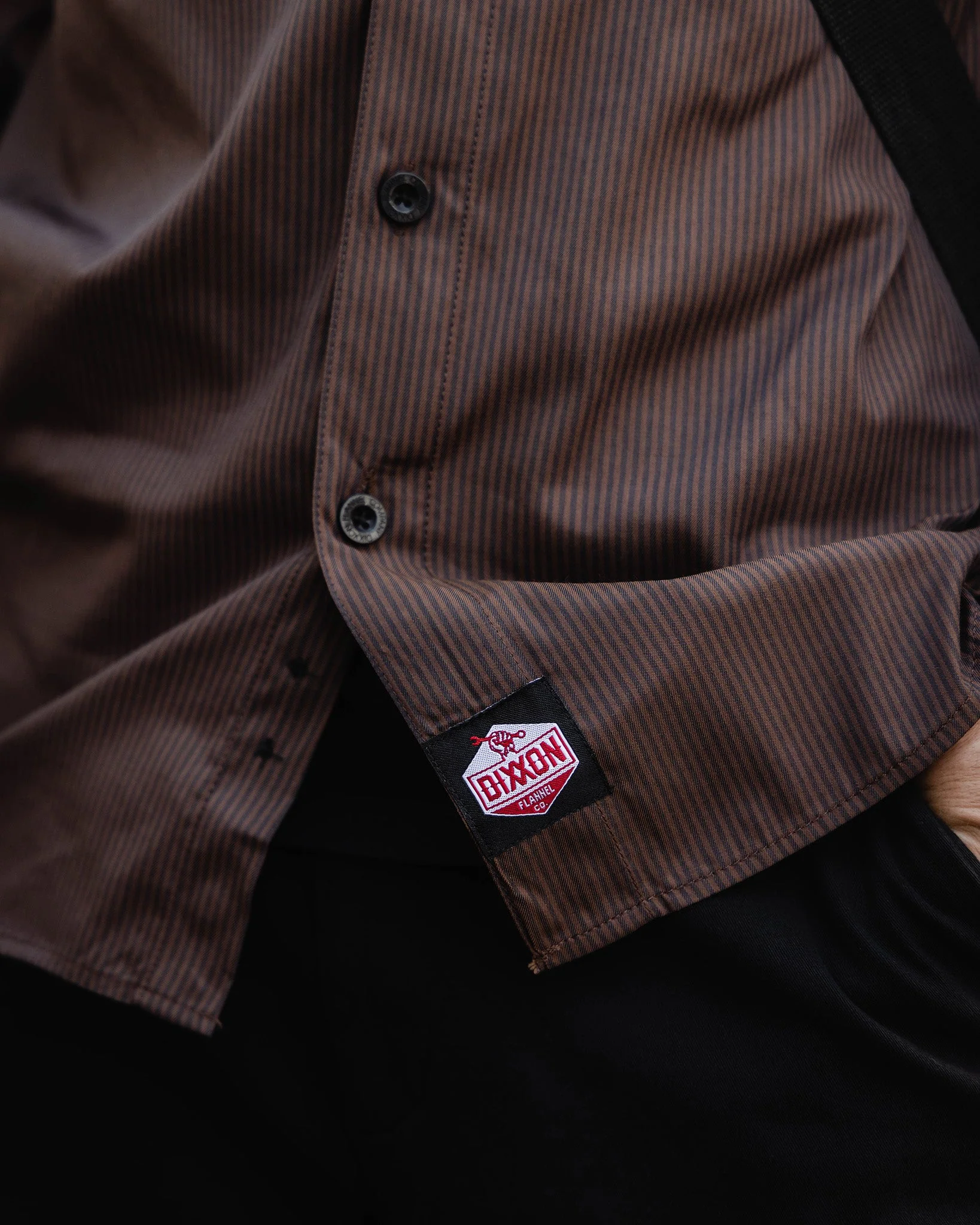 WorkForce Long Sleeve Work Shirt - Brown & Black - Image 5