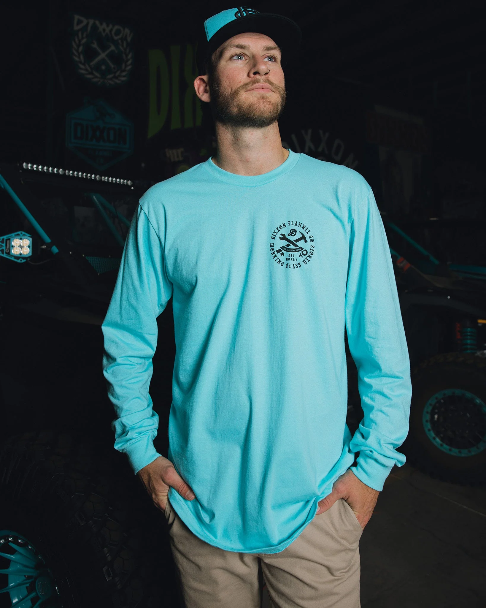 Black Working Class Badge Long Sleeve T-Shirt - Tiffany - Image 2