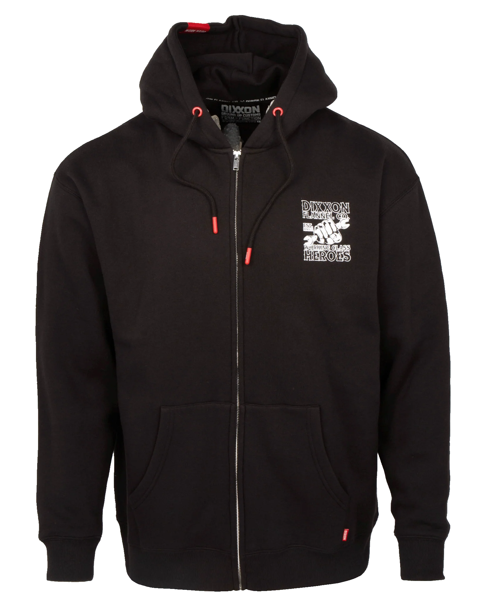 Working Class Fist Zip Up Hoodie - Black - Image 3