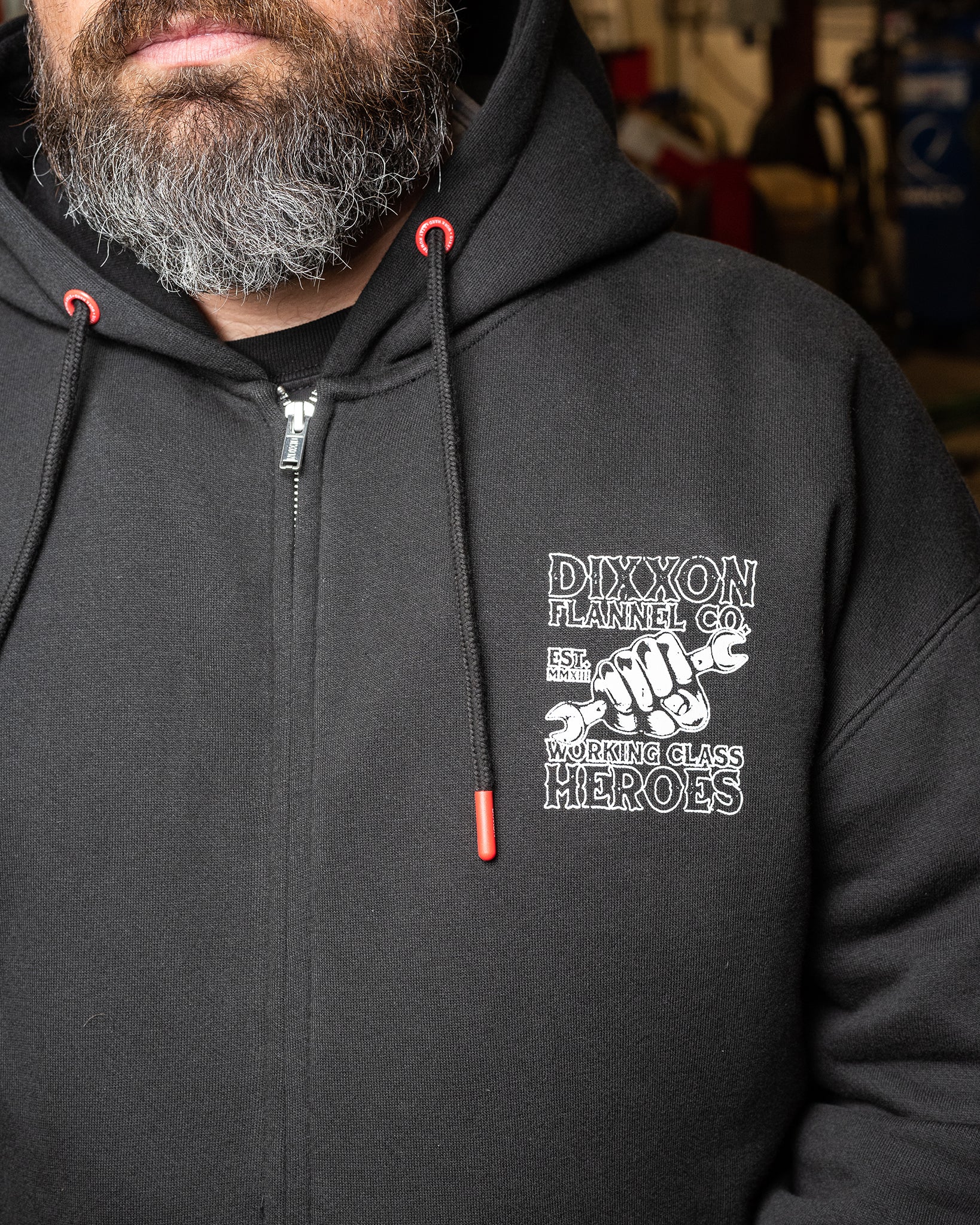 Working Class Fist Zip Up Hoodie - Black - Image 4