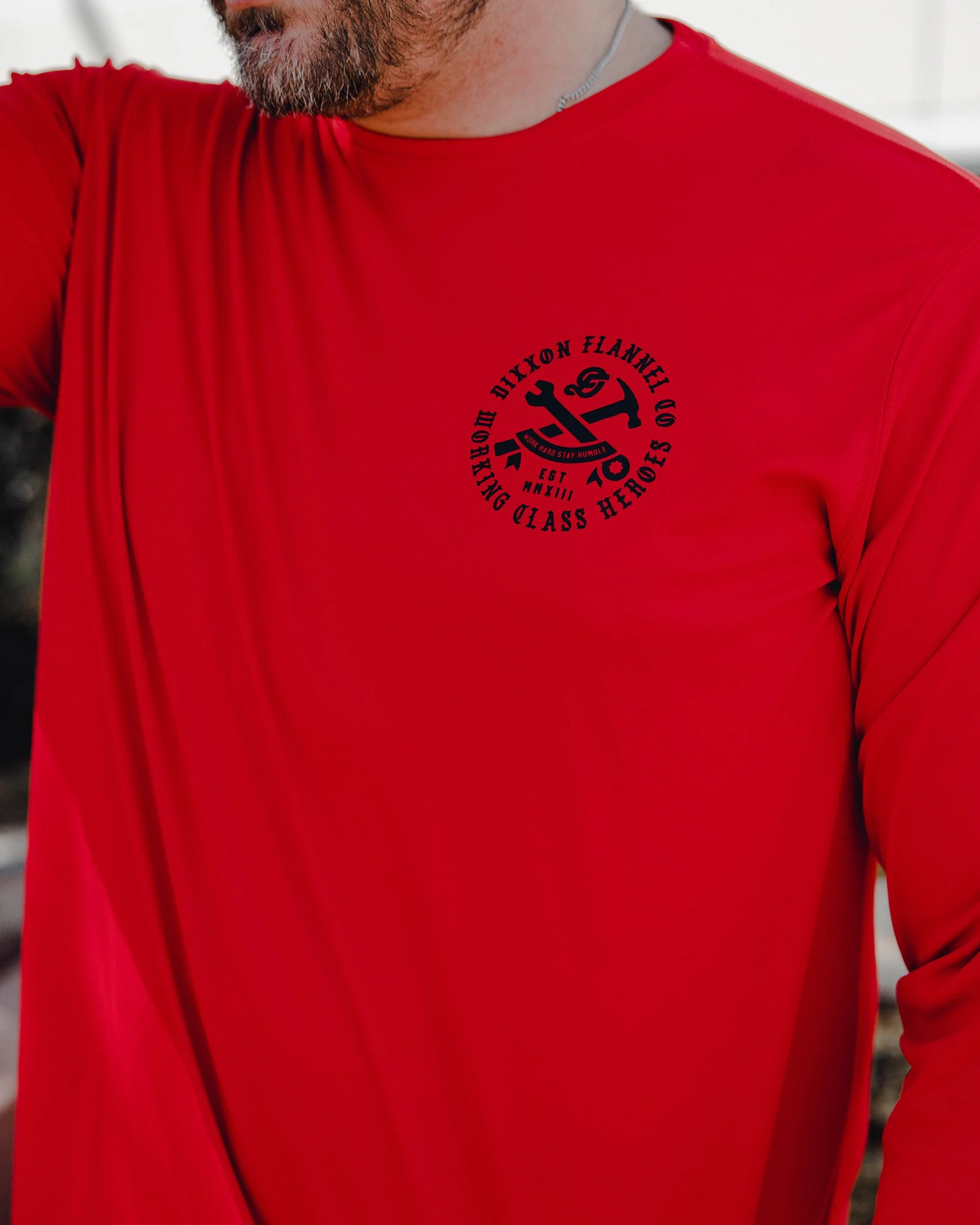 Working Class Heroes UV Long Sleeve T-Shirt - Red - Image 4