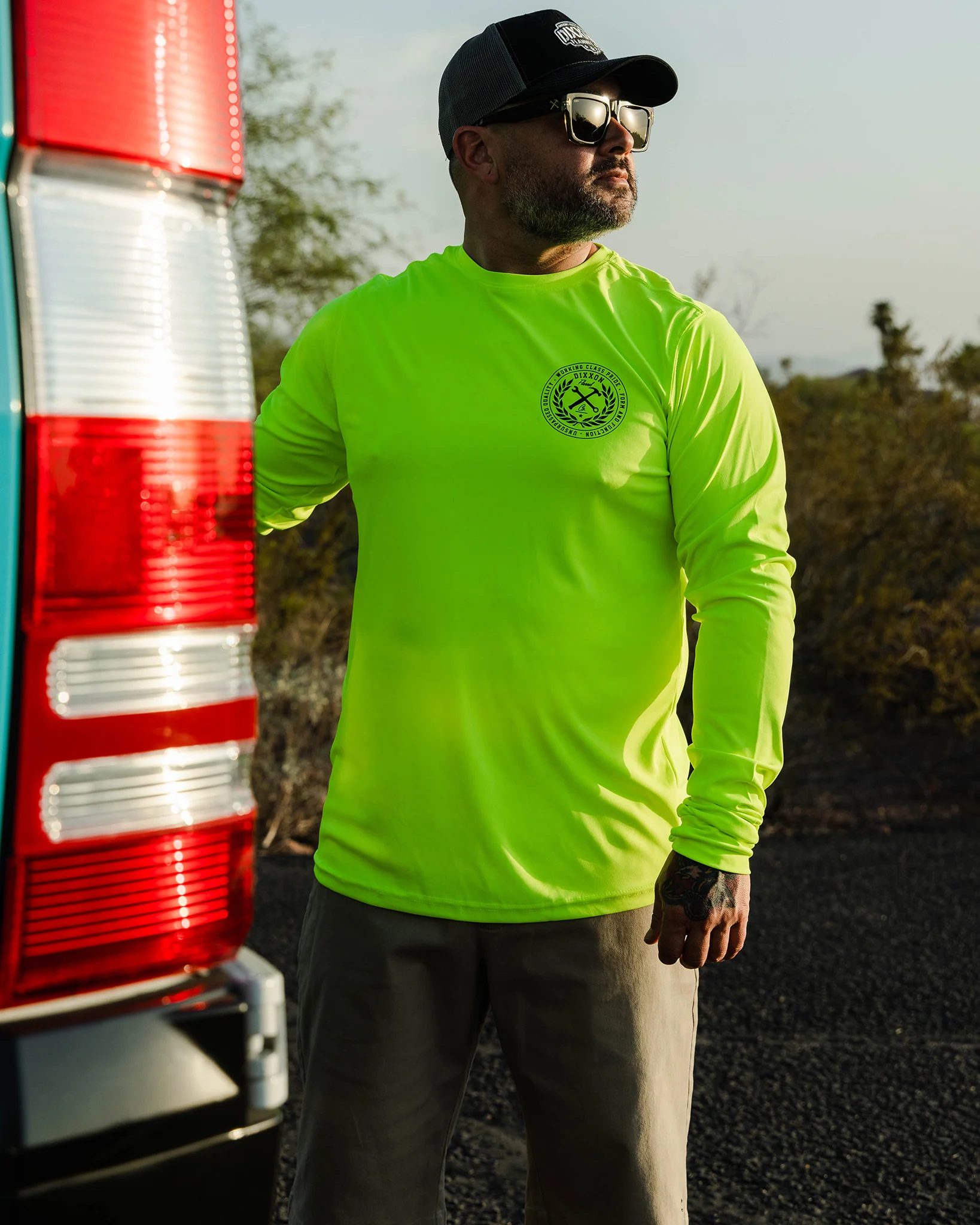 Black Crested UV Long Sleeve - Safety Yellow - Image 3